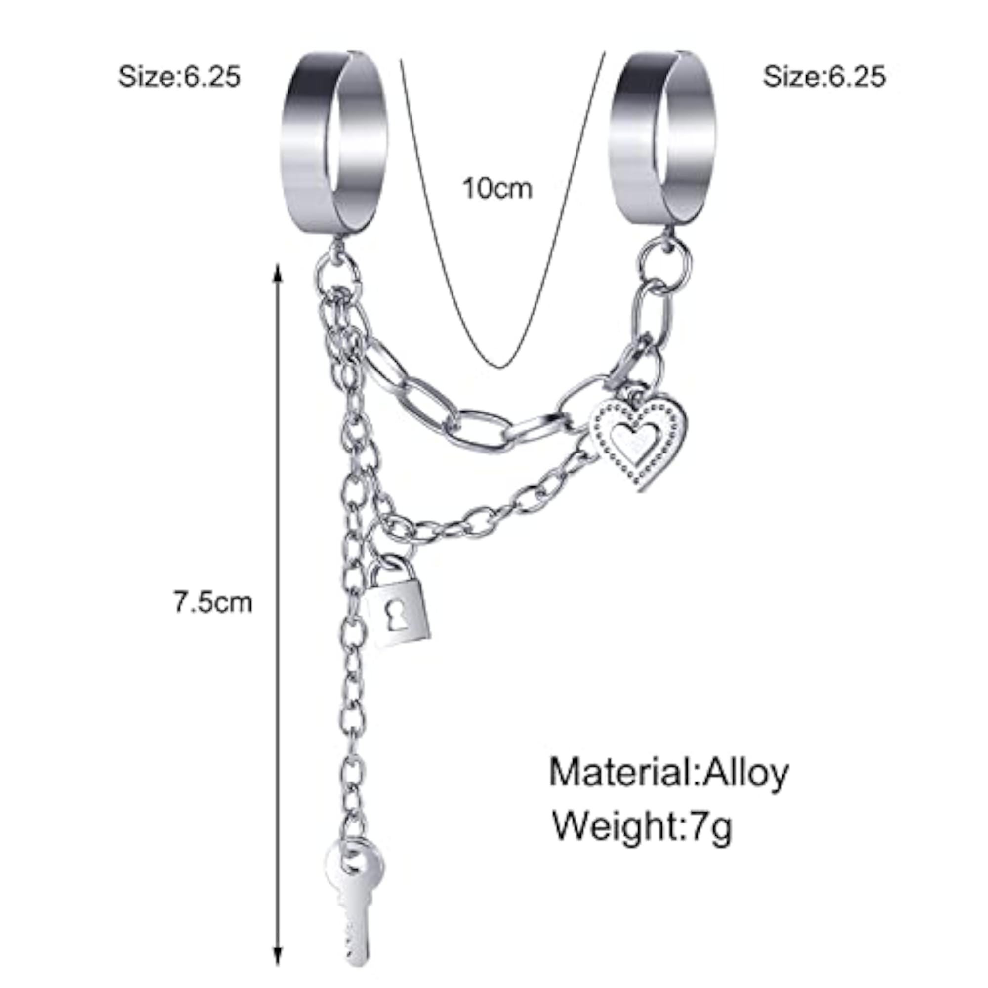 Gold-Toned Lock-Key Chain Rings Set